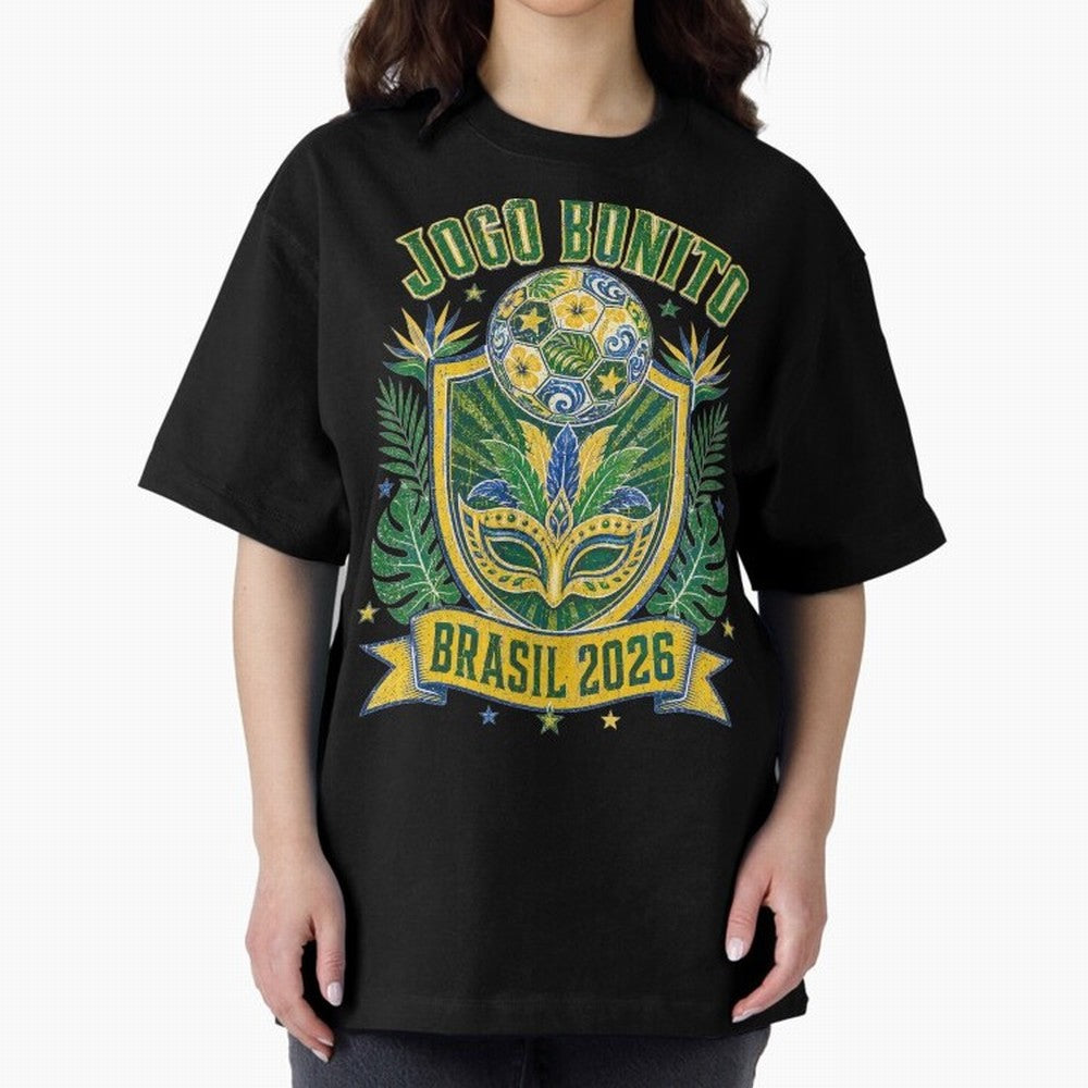 Jogo Bonito Brasil 2026 World Cup Soccer T-Shirt Classic T-Shirt Get Ready for the FIFA World Cup 2026 USA Canada Mexico Journey through Mbappe and Neymar Highlights, Argentina Pride, Vintage Soccer Flavor, Modern Football Stars, National Flags and
