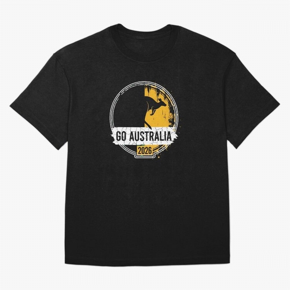 Golden Green Kangaroo Emblem Go Australia 2026 Supporter Design T-Shirt_83662099 Classic T-Shirt Celebrate FIFA World Cup 2026 Group Stage Spirit, Celebrating Portugal, CR7 and Messi, Supporter Pride, Iconic Celebrations, Legendary Names and Global