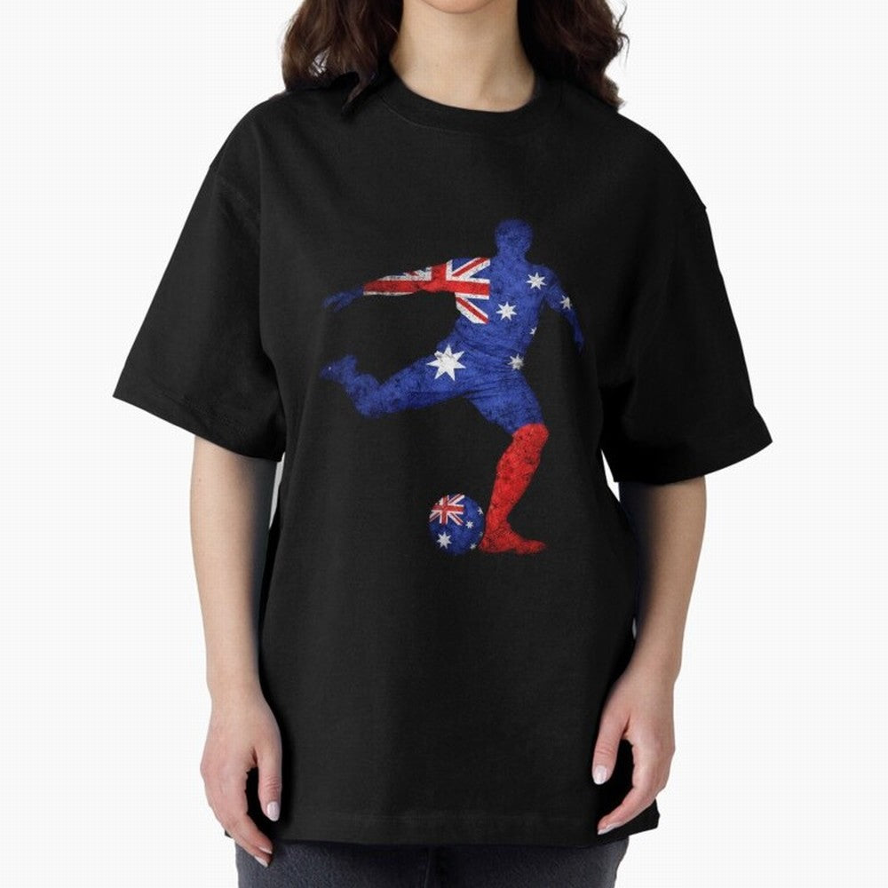 Australian Flag Silhouette Soccer World Cup Football Classic T-Shirt Join the Countdown to FIFA World Cup 2026 USA Canada Mexico Spirit, Featuring Spain, Cristiano Ronaldo, Fan Favorite Moments, National Team Passion, Big Match Drama and Soccer