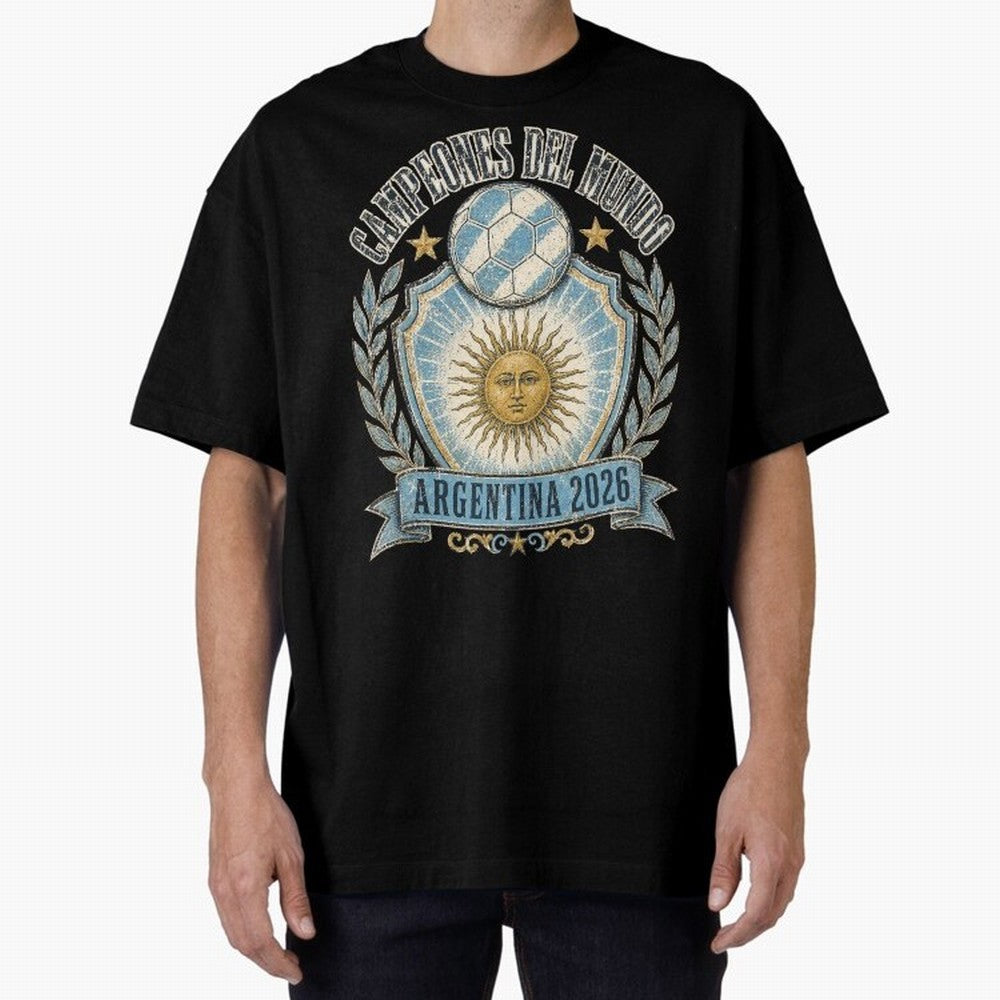 Campeones Del Mundo Argentina 2026 World Cup Soccer T-Shirt Classic T-Shirt Represent Football Lovers during FIFA World Cup 2026 Group Stage Spirit, Driven by Brazil, Portugal and Argentina, Cristiano Ronaldo, Haaland and CR7, Match Day Excitement,