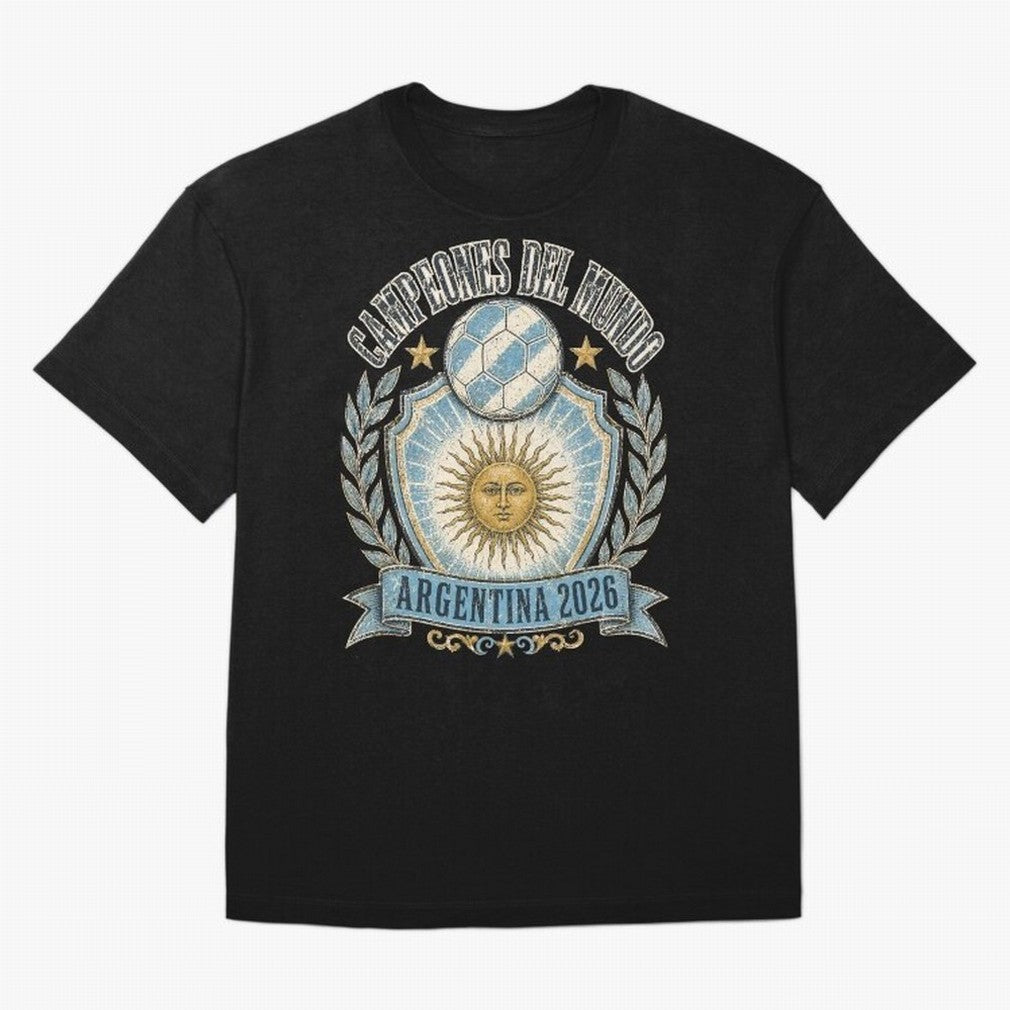 Campeones Del Mundo Argentina 2026 World Cup Soccer T-Shirt Classic T-Shirt Represent Football Lovers during FIFA World Cup 2026 Group Stage Spirit, Driven by Brazil, Portugal and Argentina, Cristiano Ronaldo, Haaland and CR7, Match Day Excitement,