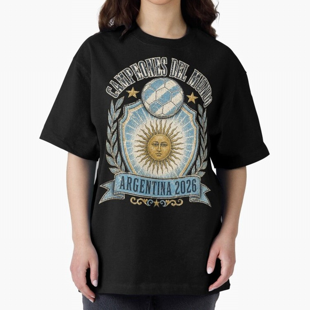 Campeones Del Mundo Argentina 2026 World Cup Soccer T-Shirt Classic T-Shirt Represent Football Lovers during FIFA World Cup 2026 Group Stage Spirit, Driven by Brazil, Portugal and Argentina, Cristiano Ronaldo, Haaland and CR7, Match Day Excitement,
