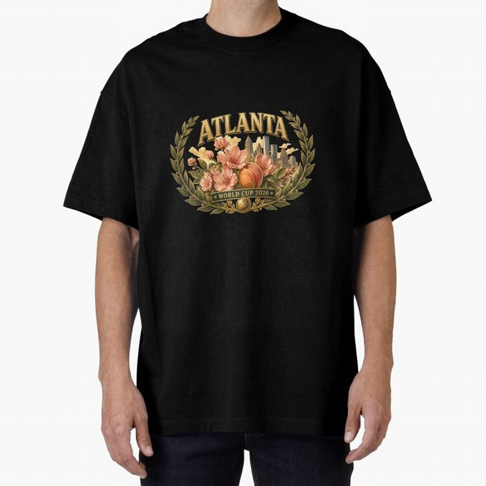 Elegant and Floral Atlanta 2026 World Cup Host City ¡ª Georgia Peach Laurel Wreath Classic T-Shirt Show Support during the FIFA World Cup 2026 USA Canada Mexico Journey through Messi Highlights, Argentina Pride, Championship Spirit, Famous Goals,