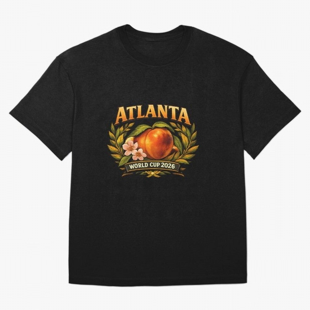 Atlanta 2026 World Cup Host City ¡ª Georgia Peach Laurel Wreath Classic T-Shirt Carry the Colors and Pride of FIFA World Cup 2026 Group Stage Featuring Neymar, Argentina, France and Brazil Energy, Football Passion, Legendary Performances, Festival