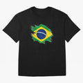 Brazil Flag Artistic Brush Stroke - Modern Flag Design T-Shirt Classic T-Shirt Feel the Trophy Chase of FIFA World Cup 2026 Spirit, Centered on Brazil, Portugal and Argentina, Neymar, Stadium Memories, Football Loyalty, International Chants and