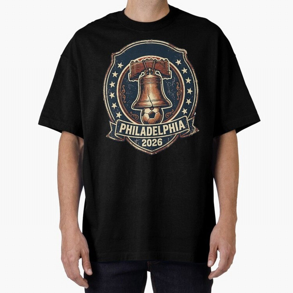 Philadelphia 2026 World Cup Host City Vintage Football Badge ¡ª Liberty Bell Soccer Crest Classic T-Shirt Share the Excitement of Global Football Passion for FIFA World Cup 2026, Celebrating Mbappe, Brazil, Portugal and Argentina, Soccer Culture,