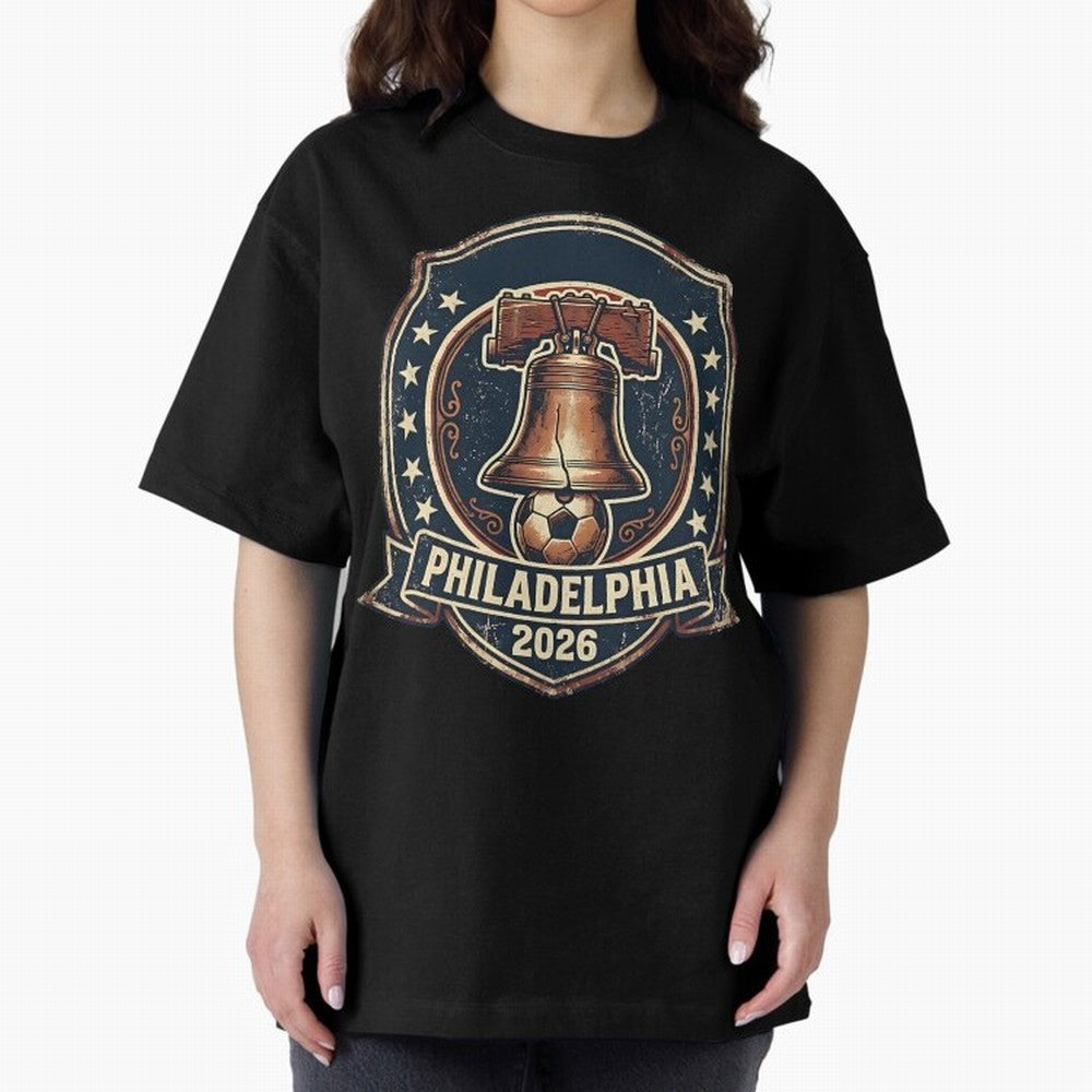 Philadelphia 2026 World Cup Host City Vintage Football Badge ¡ª Liberty Bell Soccer Crest Classic T-Shirt Share the Excitement of Global Football Passion for FIFA World Cup 2026, Celebrating Mbappe, Brazil, Portugal and Argentina, Soccer Culture,