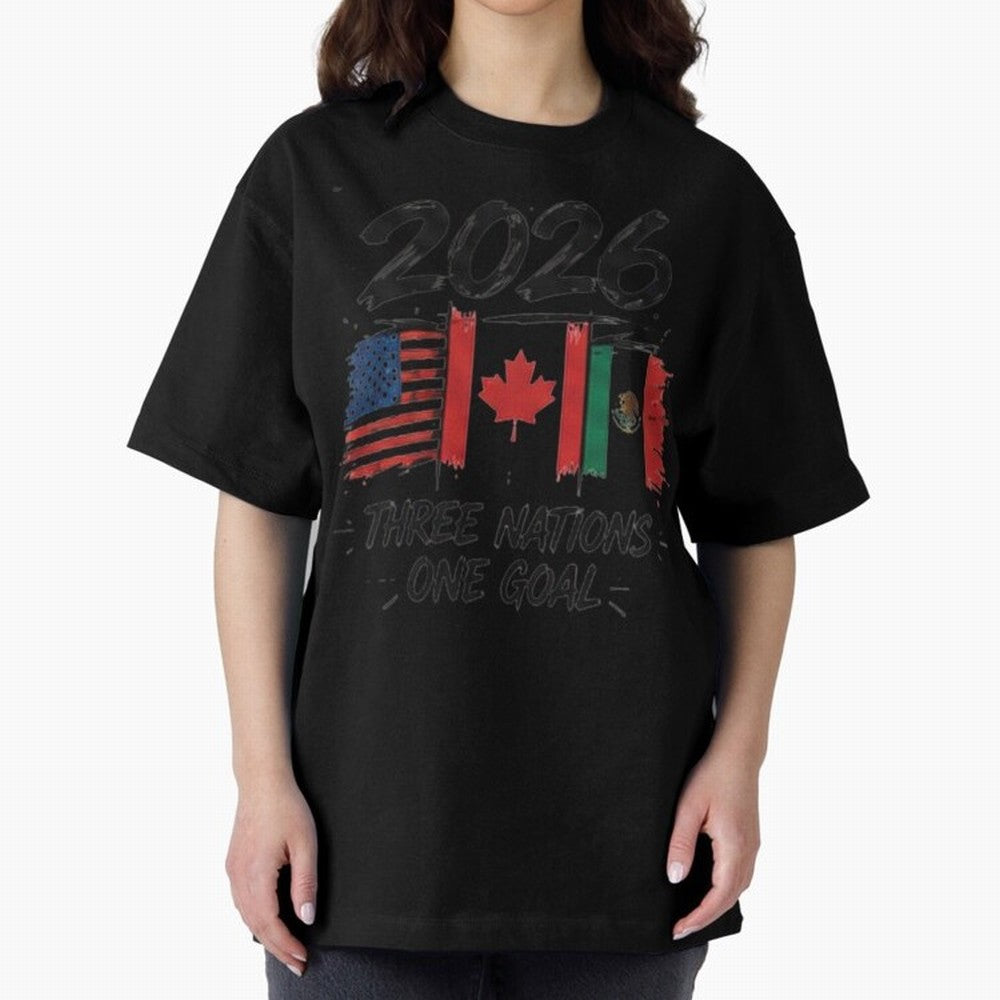 2026 Three Nations One Goal Football Tee Classic T-Shirt Relive Global Football Passion for FIFA World Cup 2026, Filled with Mbappe, Germany, Retro Football Energy, Iconic Rivalries, Trophy Chase Drama and Stadium Atmosphere; Great for Watch
