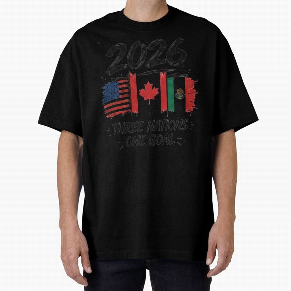 2026 Three Nations One Goal Football Tee Classic T-Shirt Relive Global Football Passion for FIFA World Cup 2026, Filled with Mbappe, Germany, Retro Football Energy, Iconic Rivalries, Trophy Chase Drama and Stadium Atmosphere; Great for Watch