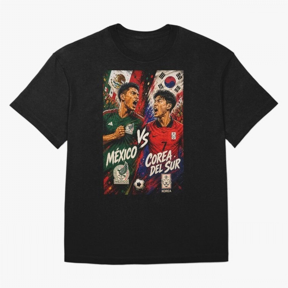 Mexico vs South Korea ¨C Group A FIFA World Cup 2026 | Comic Style Soccer Jersey Classic T-Shirt Carry the Dream of FIFA World Cup 2026 for Fans of Messi and France and Portugal, Bringing Retro Football Energy, Iconic Rivalries, Trophy Chase Drama