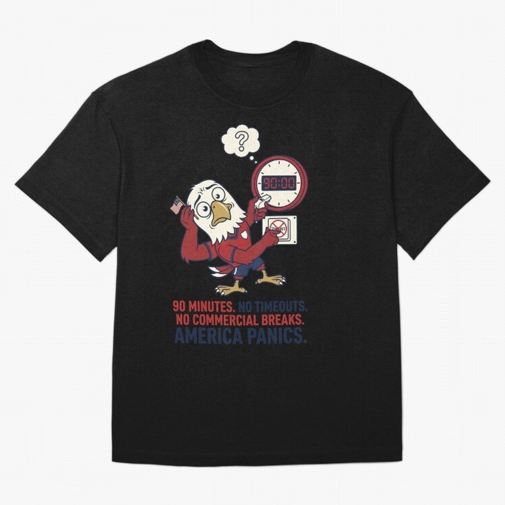 America Panics ¡ª No Timeouts No Commercials V1 Classic T-Shirt Honor FIFA World Cup 2026 Group Stage for Fans of Mbappe and Argentina, Bringing Sports Nostalgia, International Competition, Famous Players and Unforgettable Victories; Perfect for