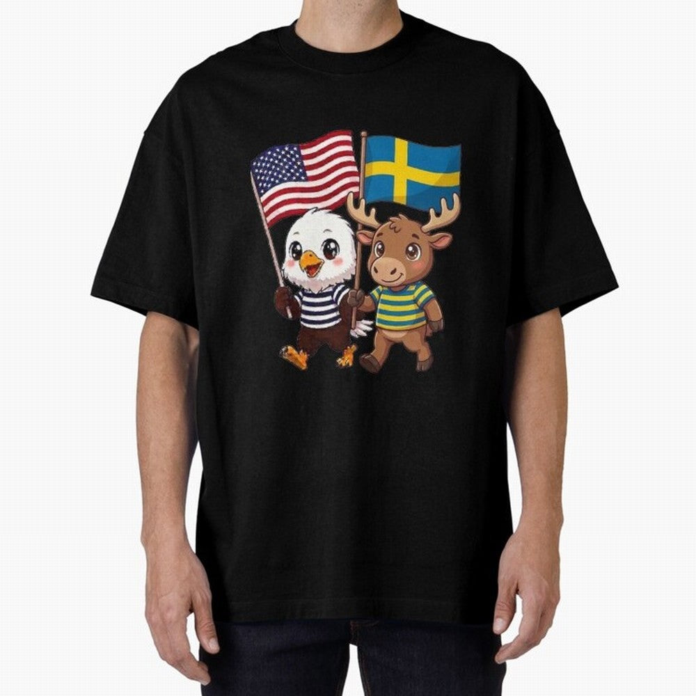 The American eagle and its friend, the Swedish elk Classic T-Shirt Celebrate National Team Dreams in Global Football Passion for FIFA World Cup 2026 Group Stage, Celebrating Neymar, England, France and Netherlands, Soccer Culture, Superstar