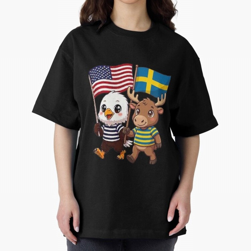 The American eagle and its friend, the Swedish elk Classic T-Shirt Celebrate National Team Dreams in Global Football Passion for FIFA World Cup 2026 Group Stage, Celebrating Neymar, England, France and Netherlands, Soccer Culture, Superstar