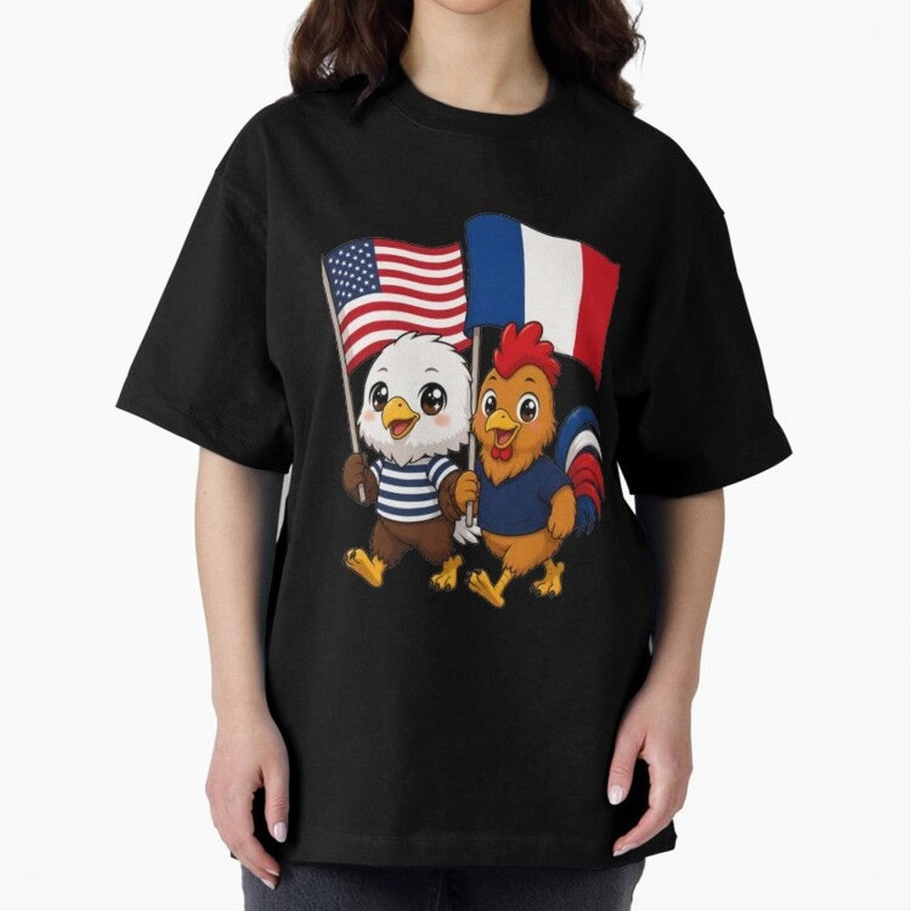 The American eagle and its friend, the French rooster Classic T-Shirt Bring a Vintage Feel to FIFA World Cup 2026 Group Stage with Messi, CR7 and Mbappe, England, France and Netherlands Energy, Match Day Excitement, Supporter Culture, Golden Goals