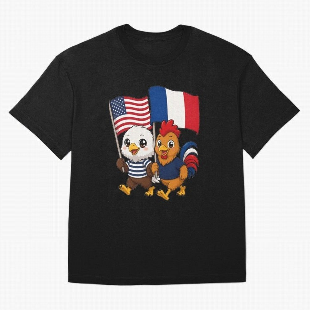The American eagle and its friend, the French rooster Classic T-Shirt Bring a Vintage Feel to FIFA World Cup 2026 Group Stage with Messi, CR7 and Mbappe, England, France and Netherlands Energy, Match Day Excitement, Supporter Culture, Golden Goals