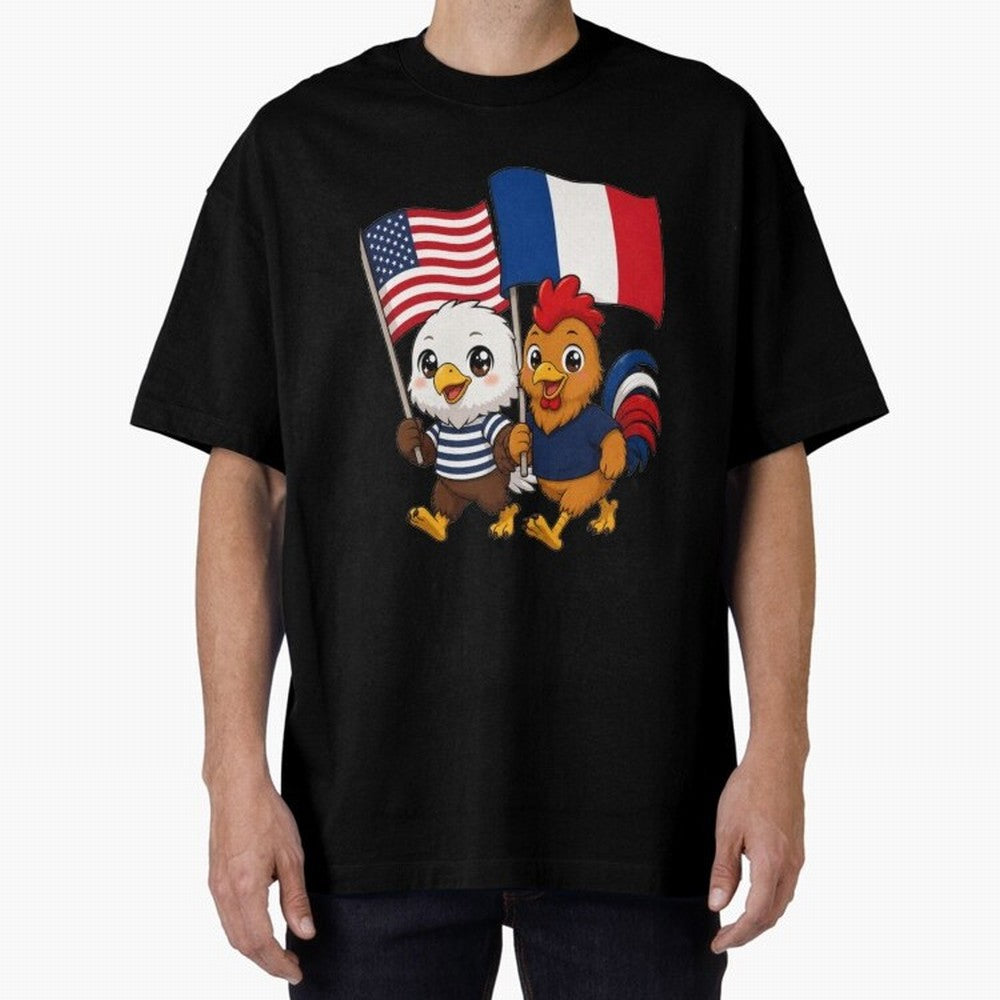 The American eagle and its friend, the French rooster Classic T-Shirt Bring a Vintage Feel to FIFA World Cup 2026 Group Stage with Messi, CR7 and Mbappe, England, France and Netherlands Energy, Match Day Excitement, Supporter Culture, Golden Goals
