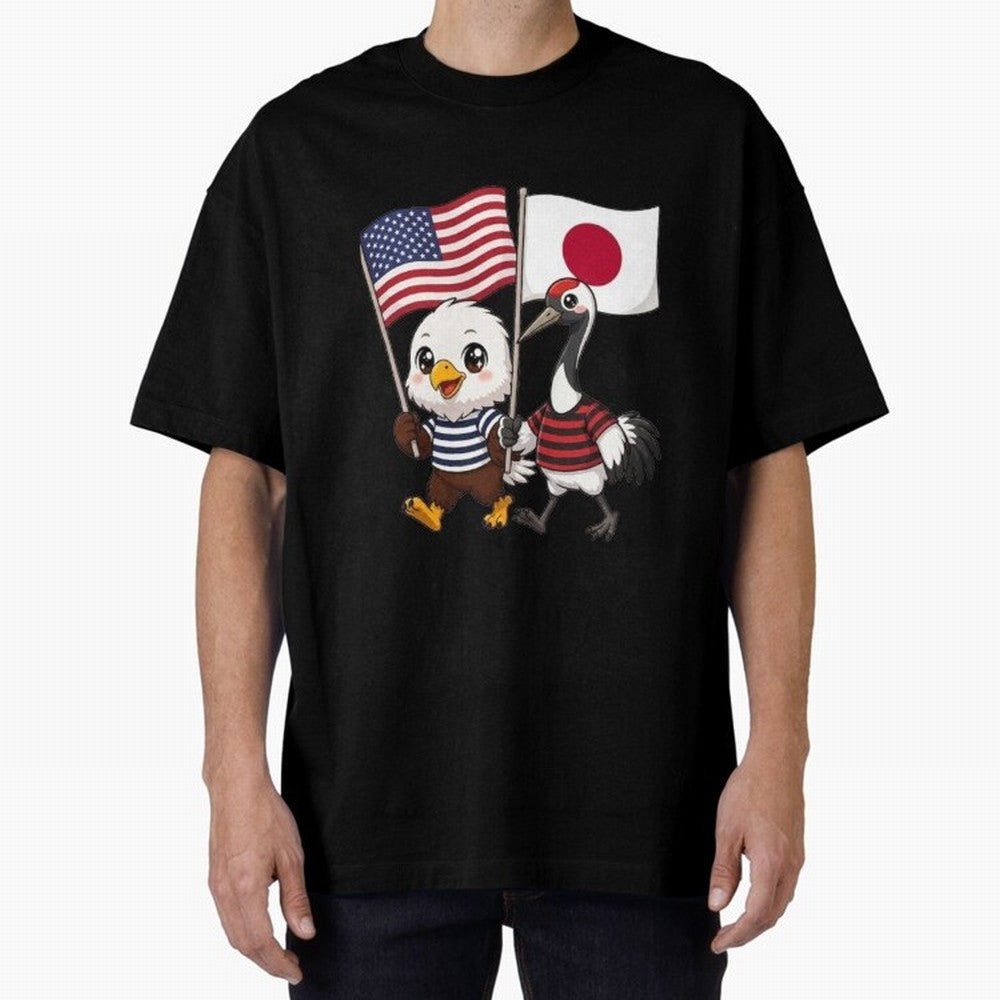 The American eagle and its friend, the Japanese crane Classic T-Shirt Capture Stadium Memories from Global Football Passion for FIFA World Cup 2026 Group Stage, Featuring Cristiano Ronaldo, Haaland and CR7, Brazil, Portugal and Argentina, Fan