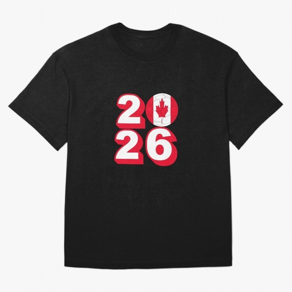 Canada 2026 Soccer Ball Graphic Design Classic T-Shirt Share the Excitement of the FIFA World Cup 2026 Journey through Cristiano Ronaldo Highlights, Brazil, Portugal and Argentina Pride, Football History, Final Match Energy, Crowd Noise and Once in