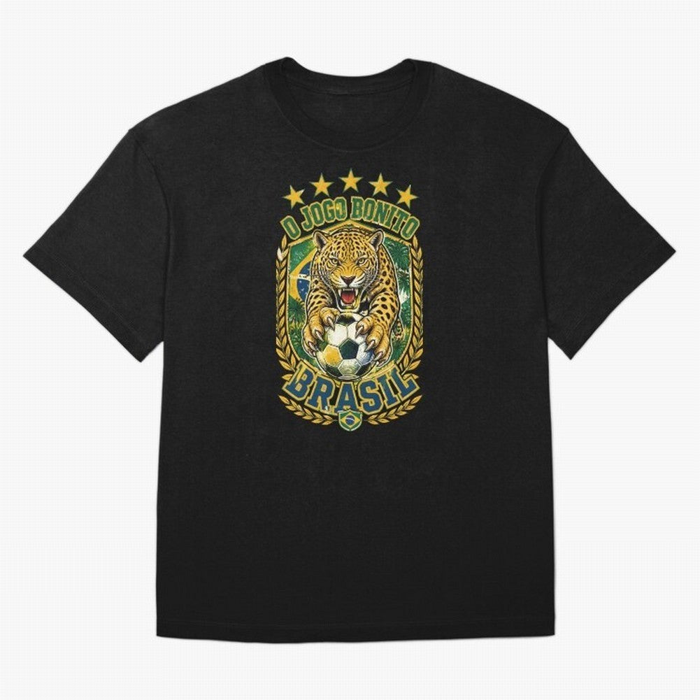 Brazil Soccer Jaguar - O Jogo Bonito Vintage 5 Stars Football Fan T-Shirt Classic T-Shirt Back the Journey through Match Day Hype around FIFA World Cup 2026 Group Stage, Mbappe, France, Supporter Pride, Iconic Celebrations, Legendary Names and