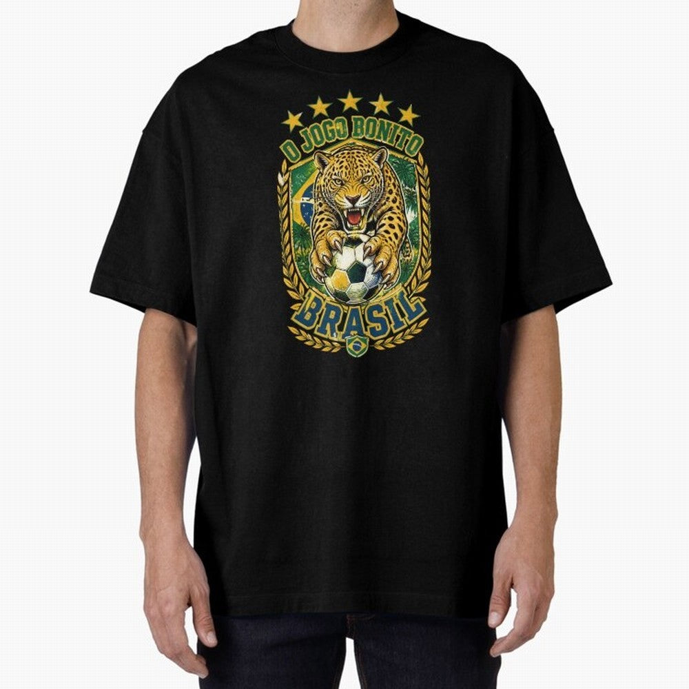 Brazil Soccer Jaguar - O Jogo Bonito Vintage 5 Stars Football Fan T-Shirt Classic T-Shirt Back the Journey through Match Day Hype around FIFA World Cup 2026 Group Stage, Mbappe, France, Supporter Pride, Iconic Celebrations, Legendary Names and