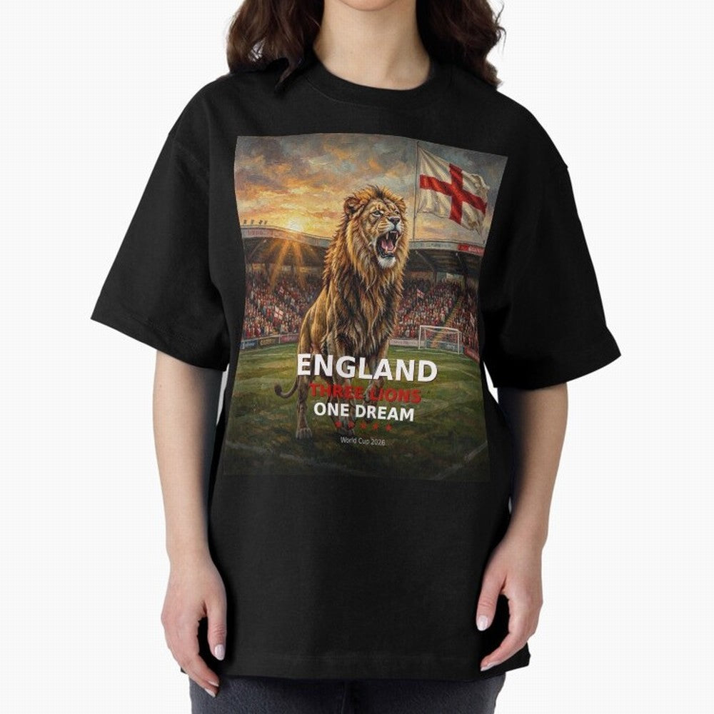 England Three Lions One Dream - World Cup 2026 Soccer Fan Tee Classic T-Shirt Stand Proud for FIFA World Cup 2026 Group Stage Connected to Messi and Cristiano Ronaldo, France and Portugal Energy, Vintage Soccer Flavor, Modern Football Stars,