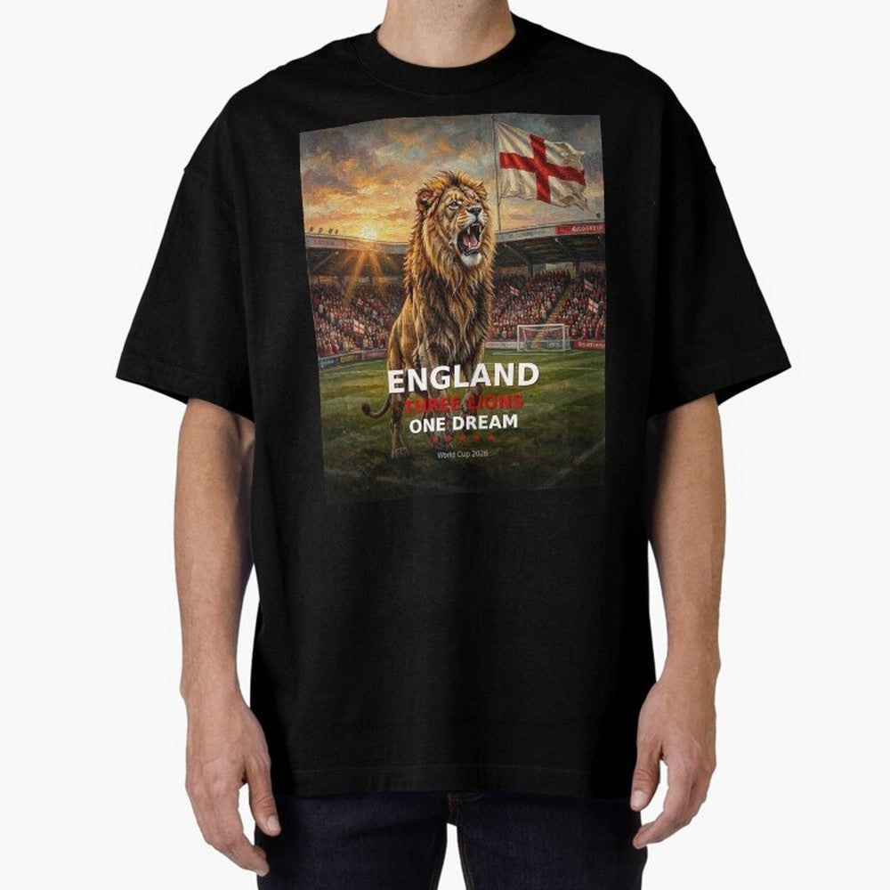 England Three Lions One Dream - World Cup 2026 Soccer Fan Tee Classic T-Shirt Stand Proud for FIFA World Cup 2026 Group Stage Connected to Messi and Cristiano Ronaldo, France and Portugal Energy, Vintage Soccer Flavor, Modern Football Stars,