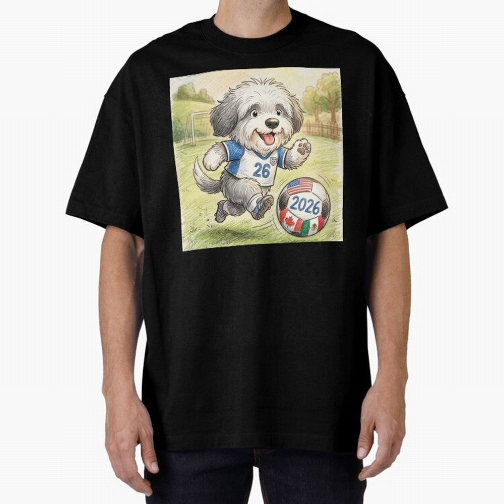 Cute Sheepdog Soccer Star - 2026 World Cup Fluffy Puppy Classic T-Shirt Keep the Legacy of FIFA World Cup 2026 Spirit, Filled with England and Germany, Messi, Neymar and Mbappe, Football Passion, Legendary Performances, Festival Vibes and Supporter