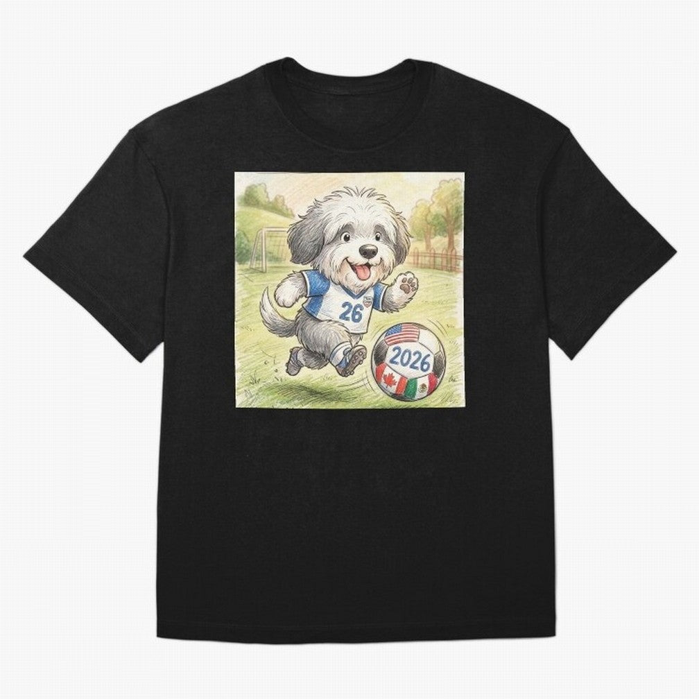 Cute Sheepdog Soccer Star - 2026 World Cup Fluffy Puppy Classic T-Shirt Keep the Legacy of FIFA World Cup 2026 Spirit, Filled with England and Germany, Messi, Neymar and Mbappe, Football Passion, Legendary Performances, Festival Vibes and Supporter
