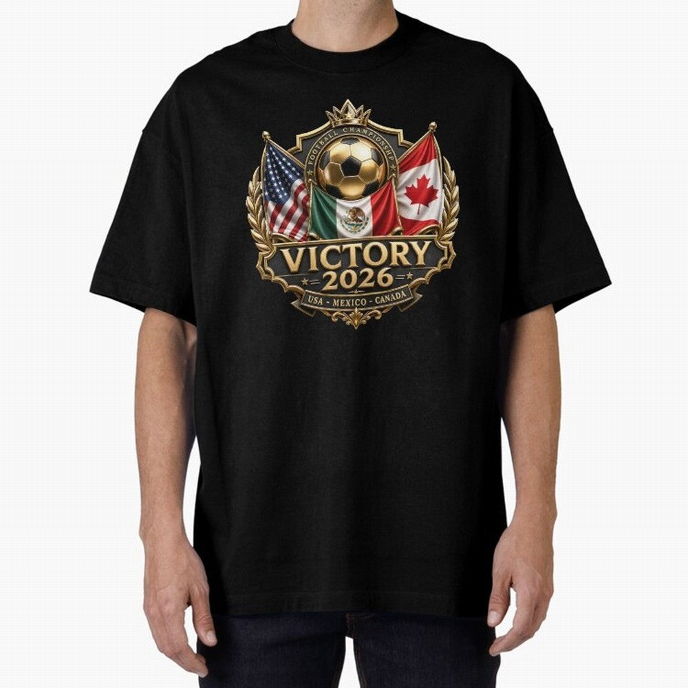 Victory 2026 USA Mexico Canada Football Crest Classic T-Shirt Feel the Trophy Chase of Global Football Passion for FIFA World Cup 2026 USA Canada Mexico, Capturing Haaland, England, France and Netherlands, Worldwide Fan Energy, Dramatic Goals,