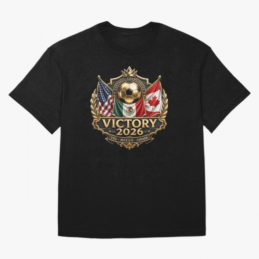 Victory 2026 USA Mexico Canada Football Crest Classic T-Shirt Feel the Trophy Chase of Global Football Passion for FIFA World Cup 2026 USA Canada Mexico, Capturing Haaland, England, France and Netherlands, Worldwide Fan Energy, Dramatic Goals,
