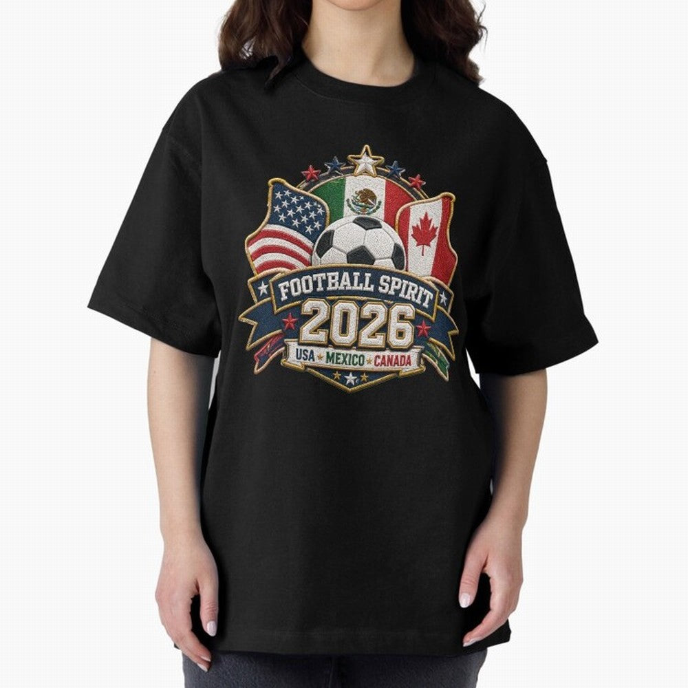 Football Spirit 2026 USA Mexico Canada Patch Design Classic T-Shirt Bring Bold Fan Energy to the FIFA World Cup 2026 USA Canada Mexico Journey through Cristiano Ronaldo, Haaland and CR7 Highlights, Spain and Netherlands Pride, Soccer Culture,