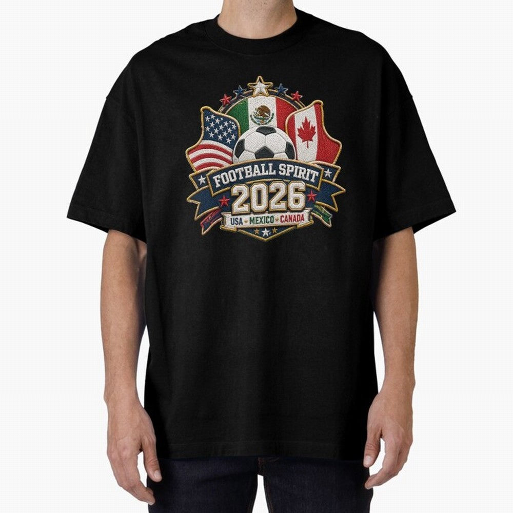 Football Spirit 2026 USA Mexico Canada Patch Design Classic T-Shirt Bring Bold Fan Energy to the FIFA World Cup 2026 USA Canada Mexico Journey through Cristiano Ronaldo, Haaland and CR7 Highlights, Spain and Netherlands Pride, Soccer Culture,