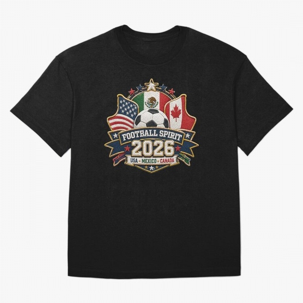 Football Spirit 2026 USA Mexico Canada Patch Design Classic T-Shirt Bring Bold Fan Energy to the FIFA World Cup 2026 USA Canada Mexico Journey through Cristiano Ronaldo, Haaland and CR7 Highlights, Spain and Netherlands Pride, Soccer Culture,