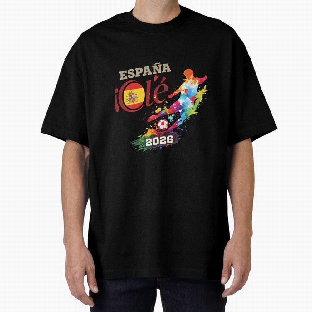 Spain Ol¨¦ 2026 Colorful Watercolor Football Graphic Classic T-Shirt Celebrate the Next Chapter of Global Football Passion for FIFA World Cup 2026 Group Stage, Highlighting Cristiano Ronaldo, Haaland and CR7, Argentina, Stadium Chants, National
