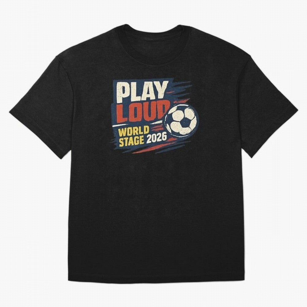 Play Loud Soccer Fan Vintage Sports Graphic 2026 Classic T-Shirt Celebrate the Stars of the FIFA World Cup 2026 Journey through CR7 and Messi Highlights, Netherlands Pride, Championship Spirit, Famous Goals, Roaring Crowds and International