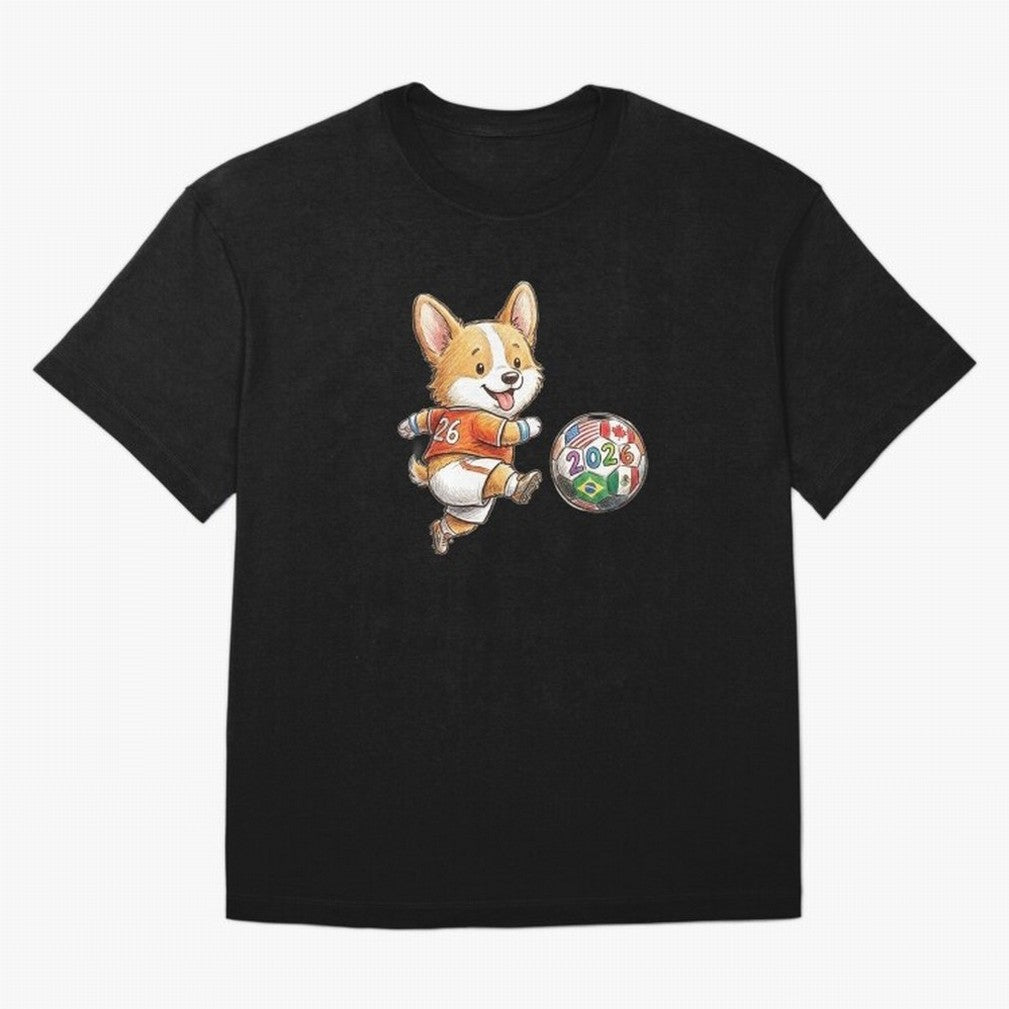 Cute Corgi Soccer Striker - 2026 World Cup Orange Jersey Classic T-Shirt Show Your Love for the FIFA World Cup 2026 Journey through Mbappe Highlights, England, France and Netherlands Pride, Global Supporter Spirit, Legendary Goals, National Colors