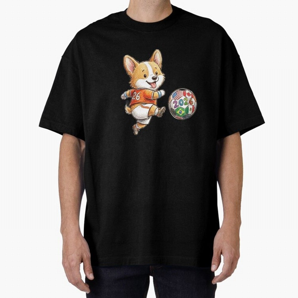 Cute Corgi Soccer Striker - 2026 World Cup Orange Jersey Classic T-Shirt Show Your Love for the FIFA World Cup 2026 Journey through Mbappe Highlights, England, France and Netherlands Pride, Global Supporter Spirit, Legendary Goals, National Colors