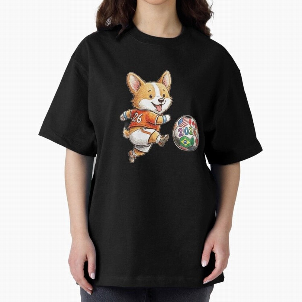 Cute Corgi Soccer Striker - 2026 World Cup Orange Jersey Classic T-Shirt Show Your Love for the FIFA World Cup 2026 Journey through Mbappe Highlights, England, France and Netherlands Pride, Global Supporter Spirit, Legendary Goals, National Colors