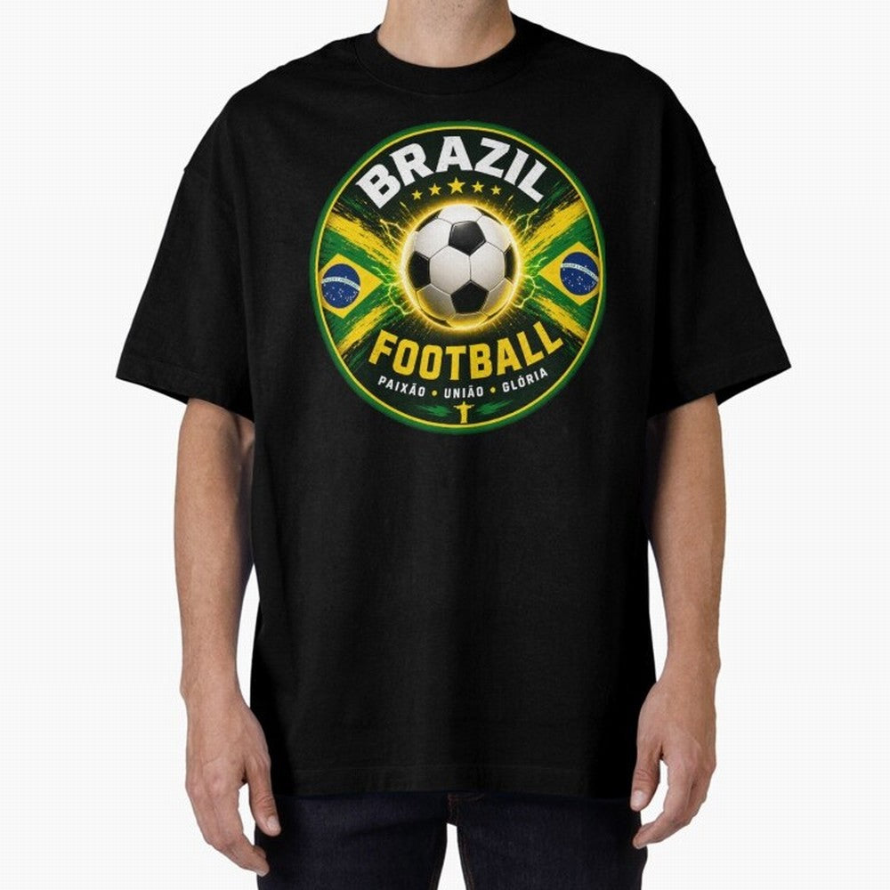 Elegant Brazil Football Emblem Classic T-Shirt Show Love for Legendary Goals in FIFA World Cup 2026 Highlighting Neymar, England Energy, Football Festival Excitement, Trophy Ambitions, Country Rivalries and Star Player Buzz; Made for Collectors Who