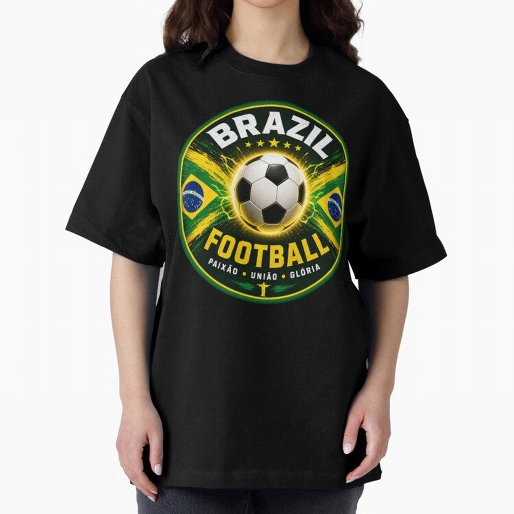 Elegant Brazil Football Emblem Classic T-Shirt Show Love for Legendary Goals in FIFA World Cup 2026 Highlighting Neymar, England Energy, Football Festival Excitement, Trophy Ambitions, Country Rivalries and Star Player Buzz; Made for Collectors Who