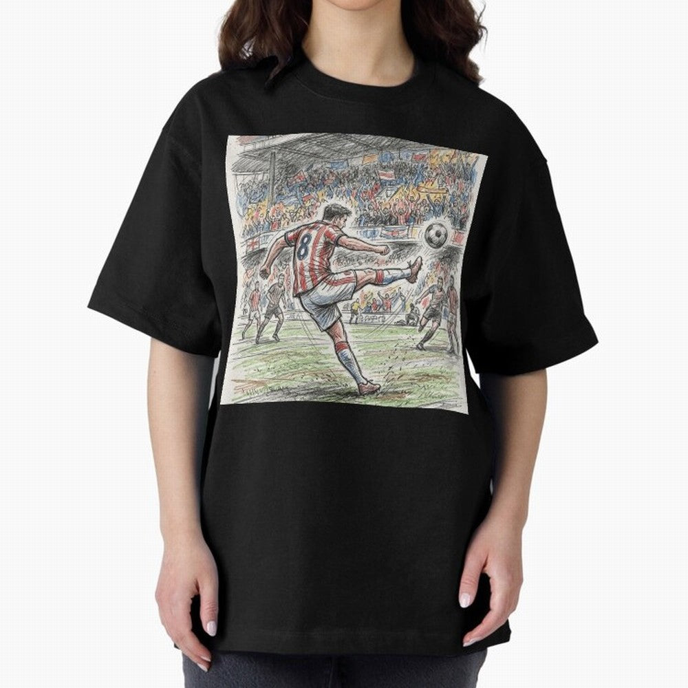 The Decisive Goal - Player #8 Stadium Action Illustration Classic T-Shirt Feel the Trophy Chase of Global Football Passion for FIFA World Cup 2026, Centered on Messi, Neymar and Mbappe, Brazil, Portugal and Argentina, Football Festival Excitement,