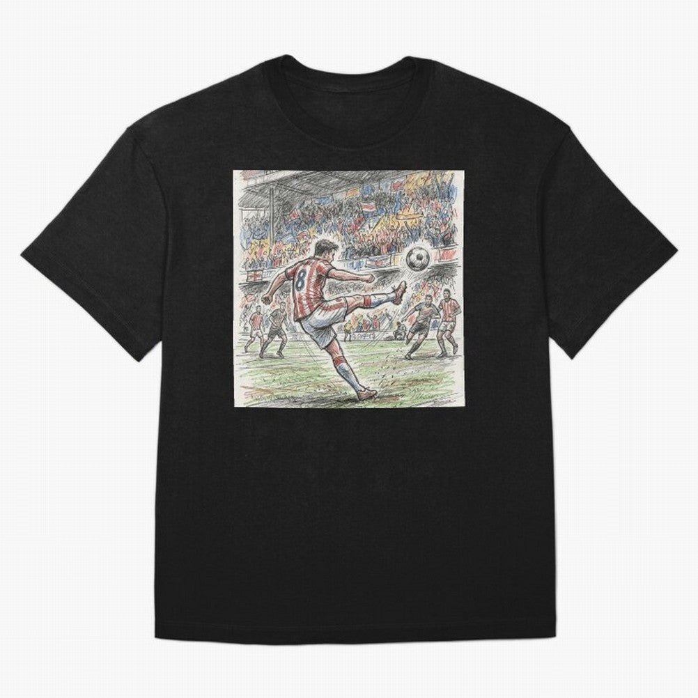 The Decisive Goal - Player #8 Stadium Action Illustration Classic T-Shirt Feel the Trophy Chase of Global Football Passion for FIFA World Cup 2026, Centered on Messi, Neymar and Mbappe, Brazil, Portugal and Argentina, Football Festival Excitement,