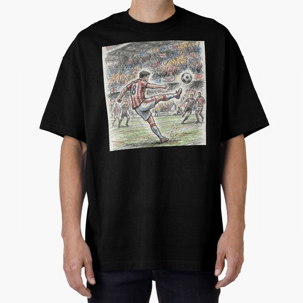 The Decisive Goal - Player #8 Stadium Action Illustration Classic T-Shirt Feel the Trophy Chase of Global Football Passion for FIFA World Cup 2026, Centered on Messi, Neymar and Mbappe, Brazil, Portugal and Argentina, Football Festival Excitement,