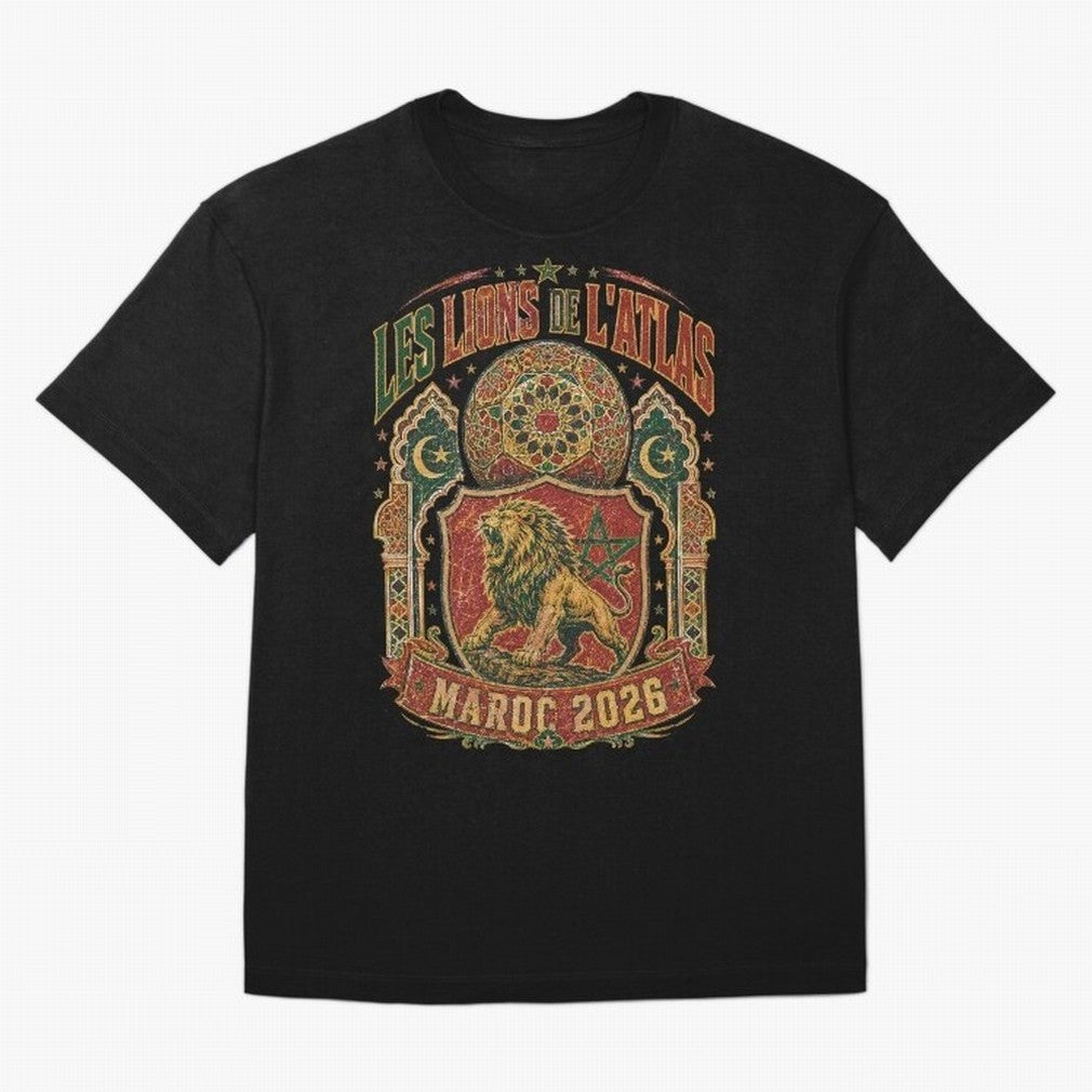 Lions De L'Atlas Maroc 2026 World Cup Soccer T-Shirt Classic T-Shirt Show Support during Match Day Hype around FIFA World Cup 2026, Haaland and Mbappe, France, Football Passion, Legendary Performances, Festival Vibes and Supporter Community;
