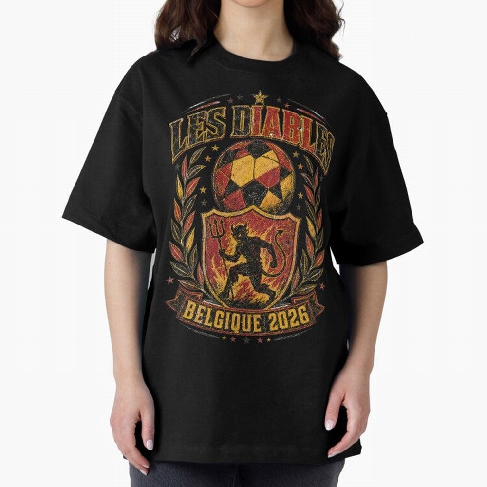 Les Diables Rouges Belgique 2026 World Cup Soccer T-Shirt Classic T-Shirt Represent the Passion of Global Football Passion for FIFA World Cup 2026 USA Canada Mexico, Inspired by Messi, Neymar and Mbappe, England and Germany, Championship Spirit,