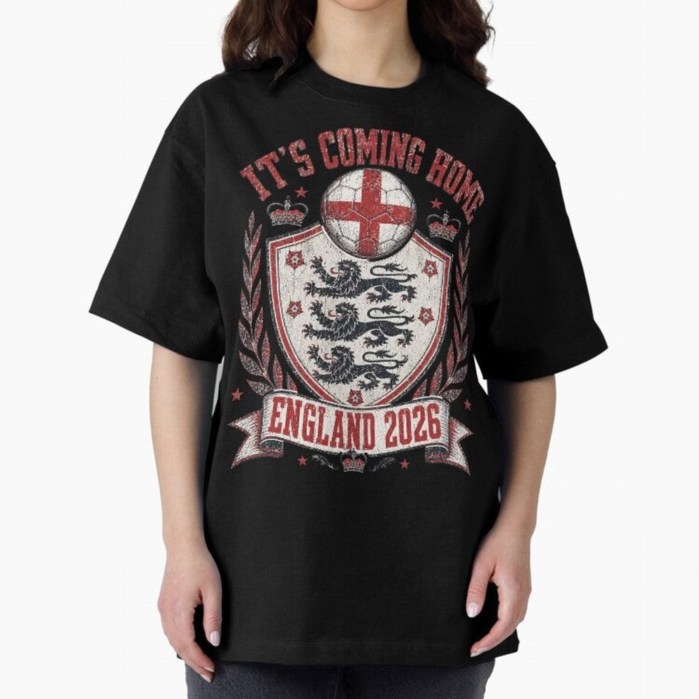 It's Coming Home England 2026 World Cup Soccer T-Shirt Classic T-Shirt Make Every Match About Global Football Passion for FIFA World Cup 2026, with Mbappe and Neymar, England, France and Netherlands, Championship Spirit, Famous Goals, Roaring