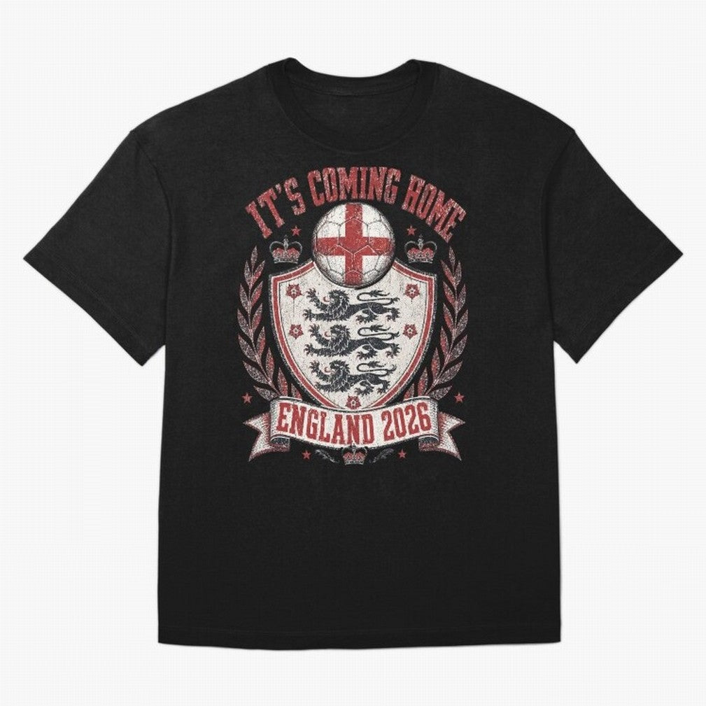 It's Coming Home England 2026 World Cup Soccer T-Shirt Classic T-Shirt Make Every Match About Global Football Passion for FIFA World Cup 2026, with Mbappe and Neymar, England, France and Netherlands, Championship Spirit, Famous Goals, Roaring
