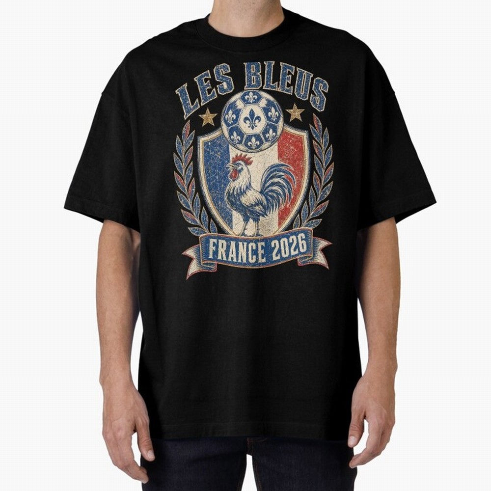 Les Bleus France 2026 World Cup Soccer T-Shirt Classic T-Shirt Show Match Day Excitement for FIFA World Cup 2026 Centered on Messi and Cristiano Ronaldo, France and Portugal Energy, Sports Nostalgia, International Competition, Famous Players and