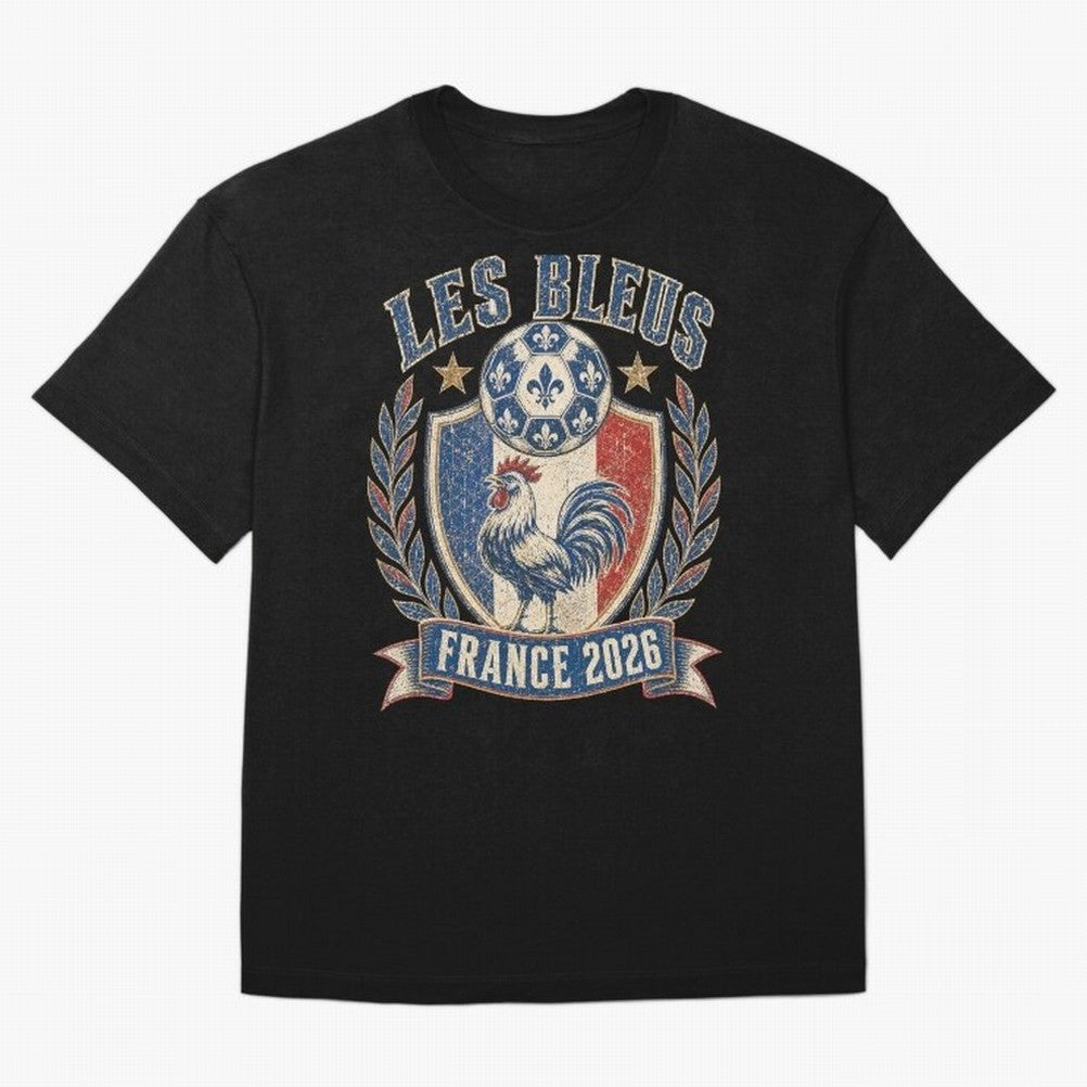 Les Bleus France 2026 World Cup Soccer T-Shirt Classic T-Shirt Show Match Day Excitement for FIFA World Cup 2026 Centered on Messi and Cristiano Ronaldo, France and Portugal Energy, Sports Nostalgia, International Competition, Famous Players and