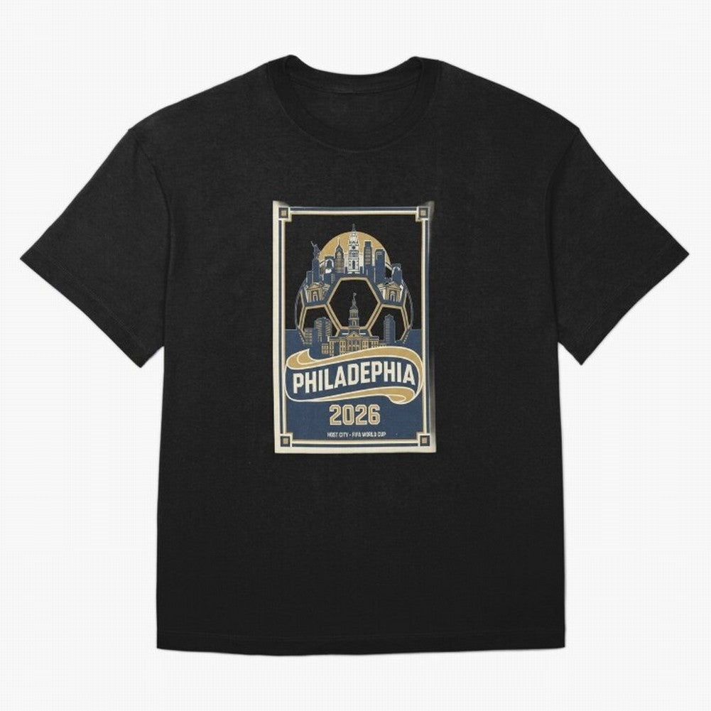 Philadelphia 2026 ¨C Vintage Soccer Host City Tee Classic T-Shirt Show Love for Legendary Goals in Global Football Passion for FIFA World Cup 2026 Group Stage, Capturing Messi, CR7 and Mbappe, England, France and Netherlands, Stadium Chants,